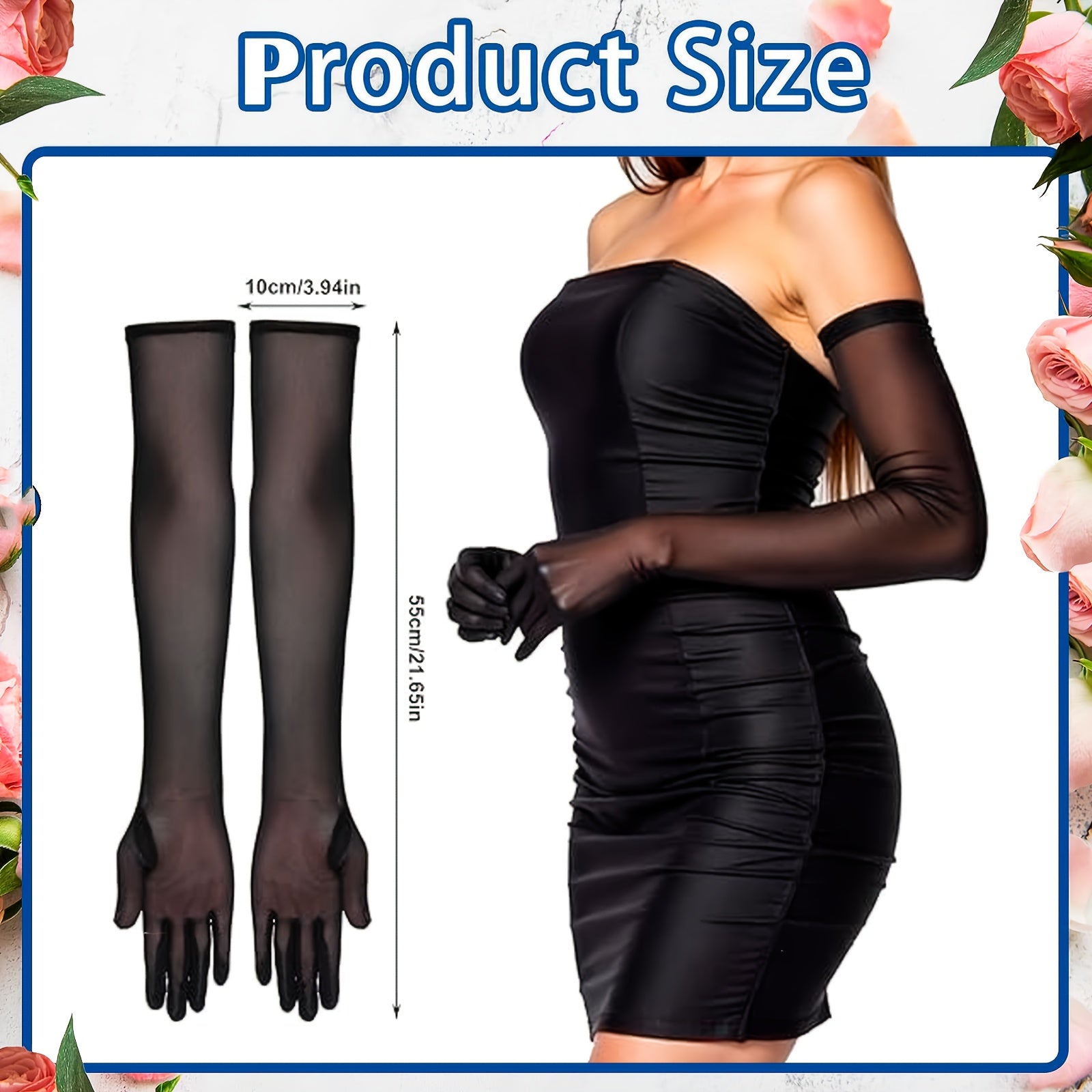 Women's Long Formal Gloves Sheer Mesh Party Wedding Prom Gala