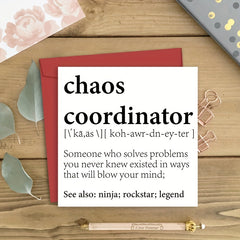 Funny Birthday Card Chaos Coordinator Definition Card For Women Men