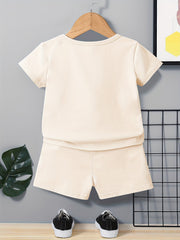 2pcs Baby Boys Smile Face T shirt & Shorts Set for Summer