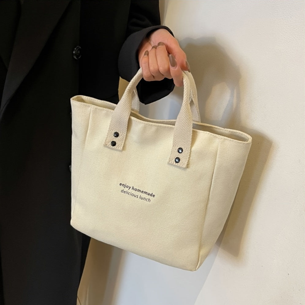 LATTBY Classic Canvas Tote Bag Durable Textile Material Solid Shoulder Bag