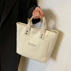 LATTBY Classic Canvas Tote Bag Durable Textile Material Solid Shoulder Bag