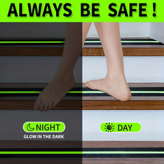 Heavy Duty Anti Slip Tape W/ Glow-In-Dark Stripe for Stairs 35ft