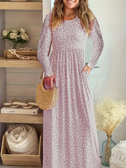 Leopard Print Round Neck Maxi Dress