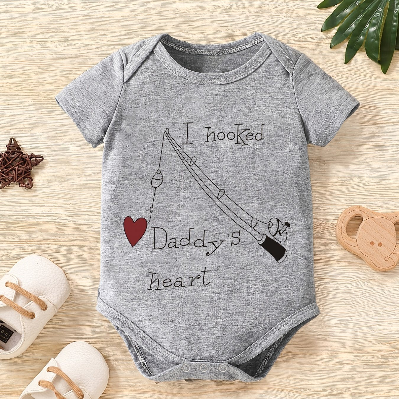 Baby Boys Casual Hooked Daddy's Heart Onesie