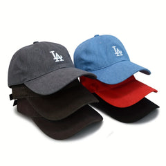 LA Embroidery Baseball Cap Solid Cotton Sun Hat Adjustable Lightweight Dad Hats