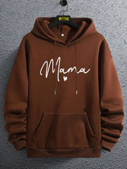 Mama Print Hoodies For Men Graphic Sweatshirt Kangaroo Pocket