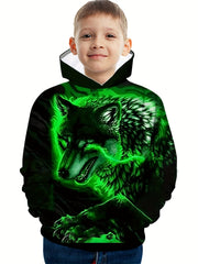 Stylish Wolf 3D Pattern Boys Sweatshirt Hoodie Spring Fall Outdoor Tops