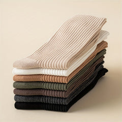 7 Pairs Ribbed Crew Socks Comfy & Breathable Women's Stockings