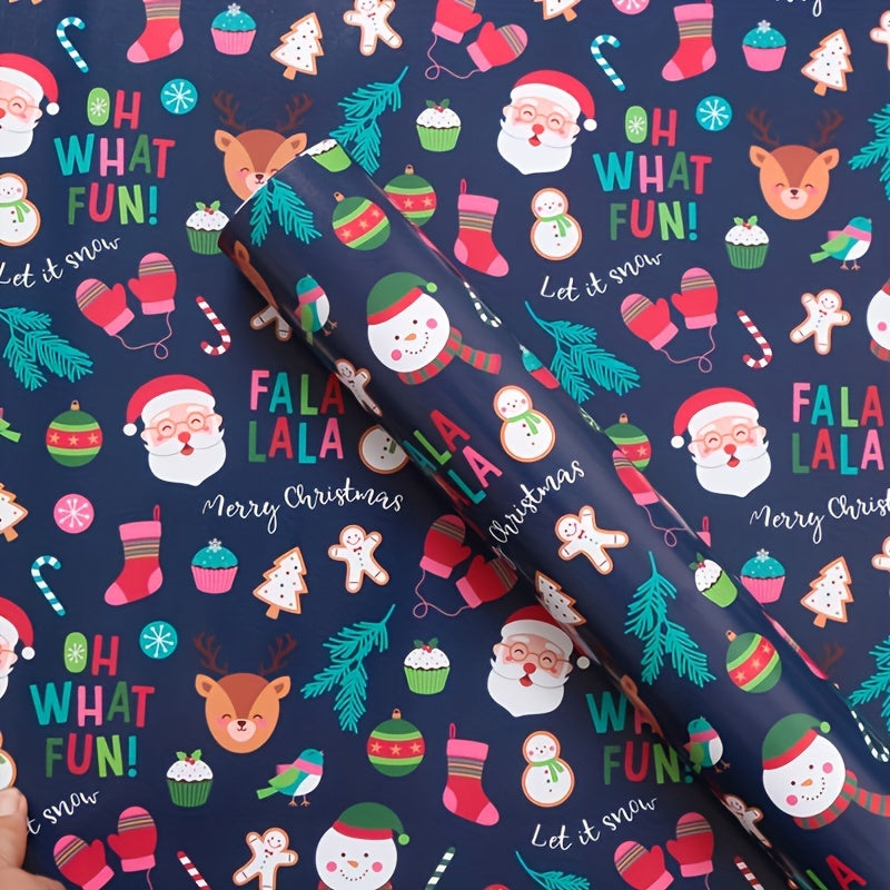 5pcs Cartoon Christmas Wrapping Paper - Multiple Patterns for Christmas Decorati