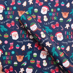 5pcs Cartoon Christmas Wrapping Paper - Multiple Patterns for Christmas Decorati