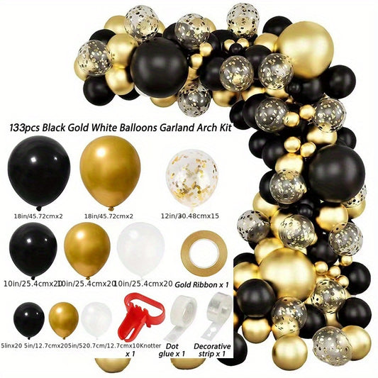 129pcs Golden Balloon Chain Set Graduation Season Birthday Decoration
