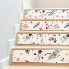7pcs Transportation Staircase Sticker - Airplane Hot Air Balloon Airship
