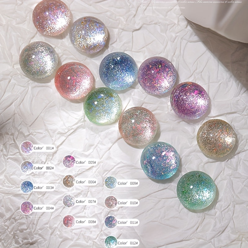 12 Colors Magnetic Gel Nail Polish - Colorful Holographic Cat Eye Gel