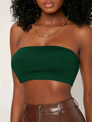 Crop Tube Top Solid Casual Top for Women