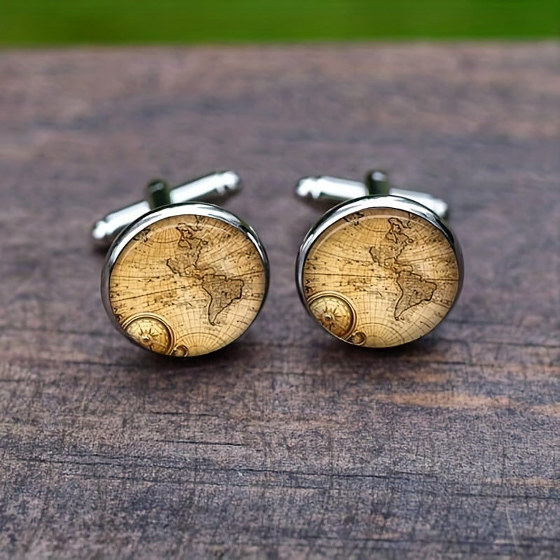 Crystal Glass Cufflinks Stainless Steel Sleeve Nails