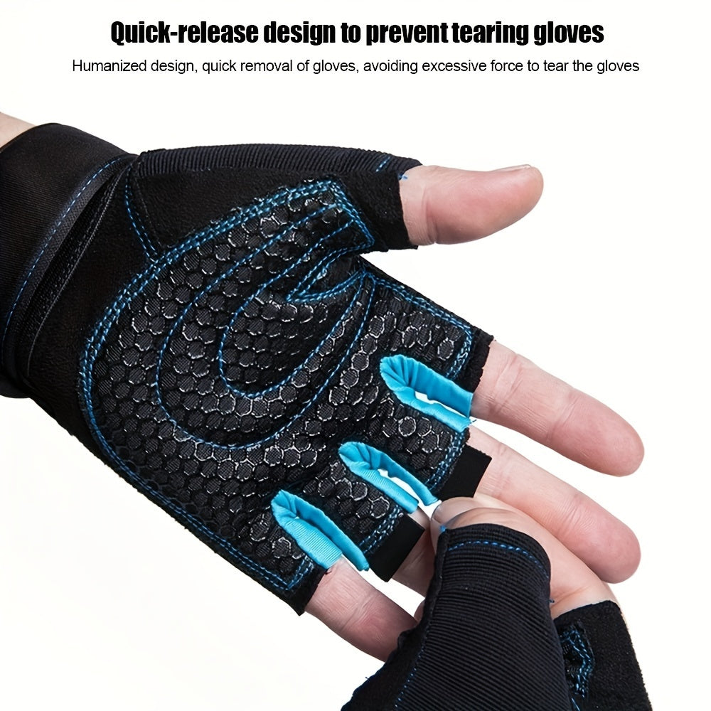 2pcs Half Finger Gym Fitness Gloves Anti Slip Weight Lifting Gloves