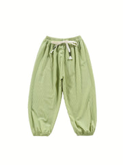 Kid's Solid Textured Sweatpants Elastic Waist Summer Sports Clothes