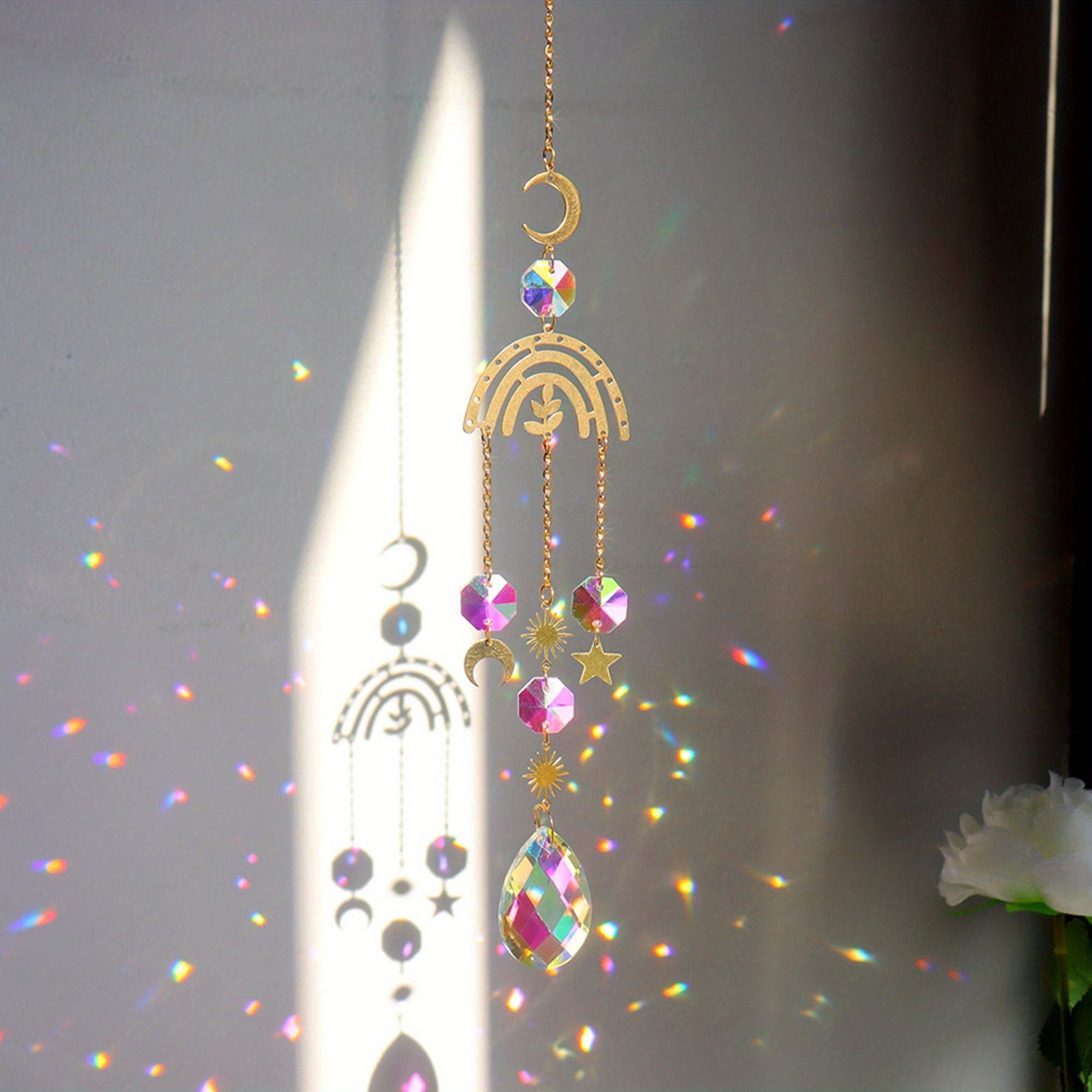 Crystal Sun Catcher Moon Star Garden Party Decor