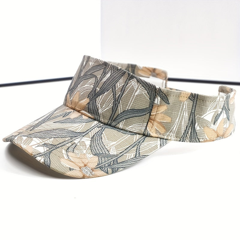 Flower Leaf Print Visor Hats Lightweight Sun Hat