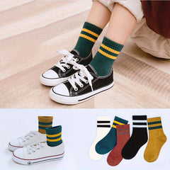 10 Pairs Girls Kids Striped Crew Socks Outdoor Sports Students Socks
