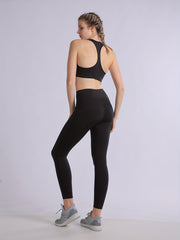 2pcs Solid Yoga Sports Bra & Leggings Set Women's Activewear