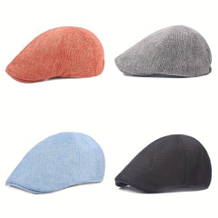 Breathable Linen Flat Cap Irish Newsboy Hat Cabbie Cap