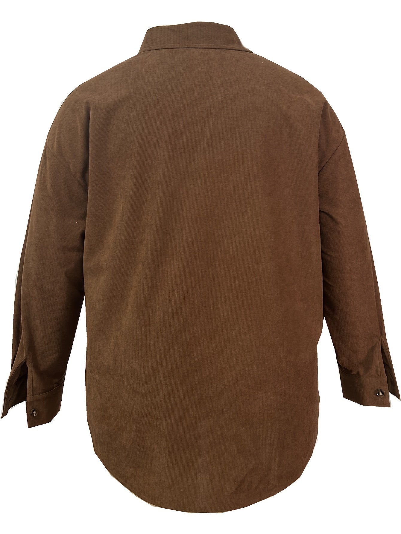 Solid Corduroy Long Sleeve Button Up Lapel Collar Shirt Top