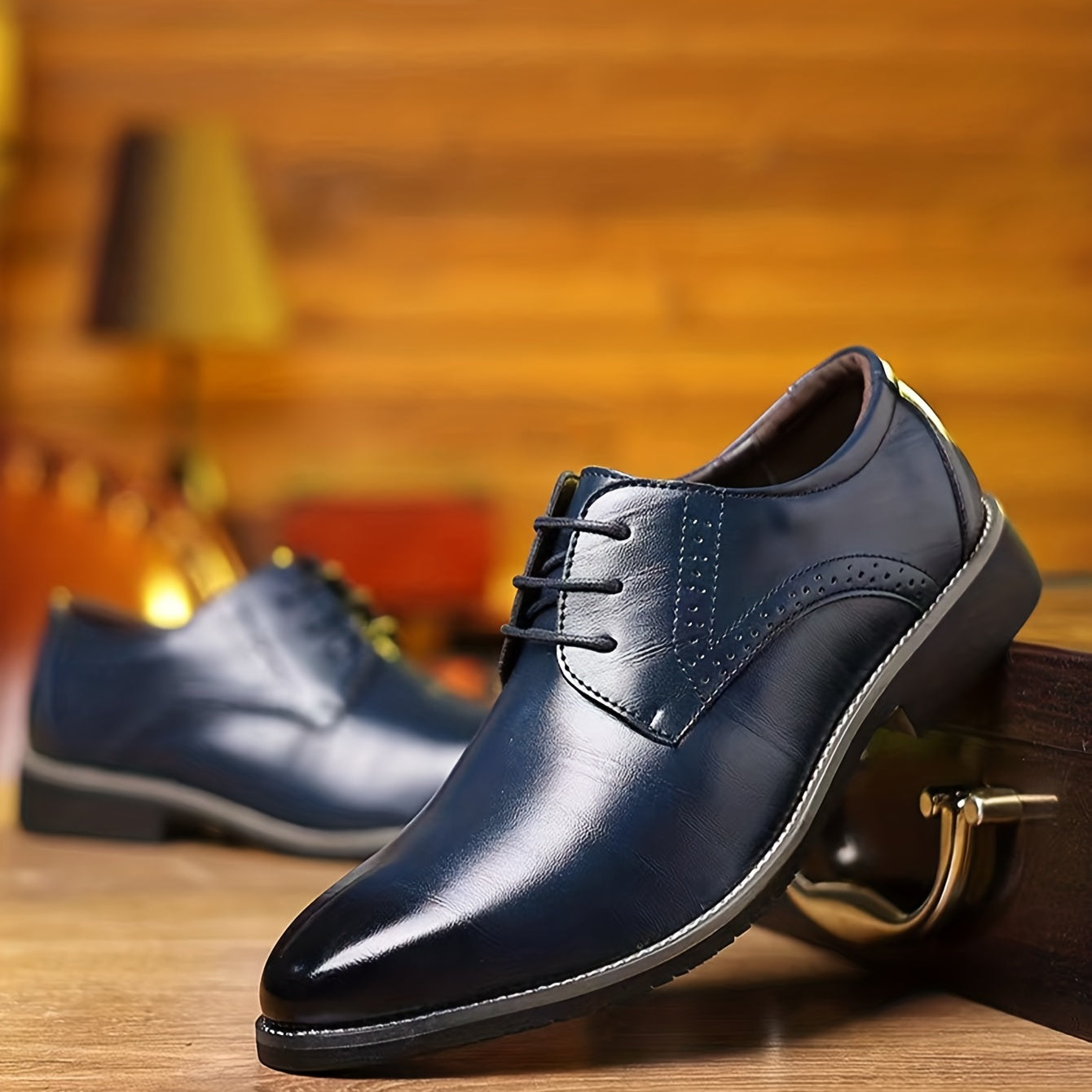 Men's Lace Up Dress Shoes Round Toe Non Slip Business Formal Shoes