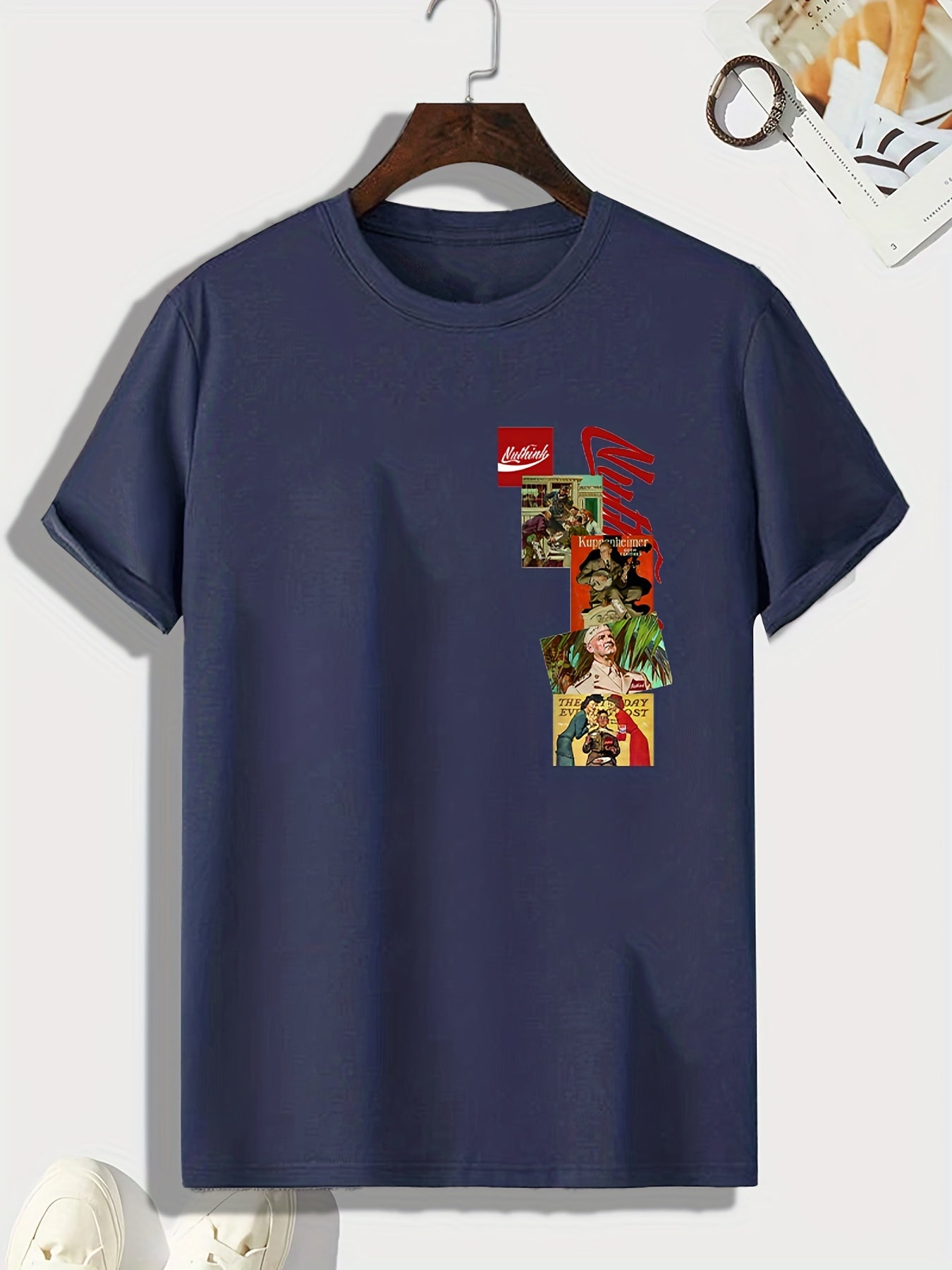 Retro Style Collage Print Men's Sports T-shirt