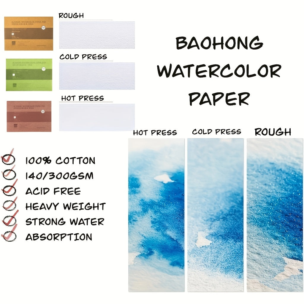 Watercolor Block 100% Natural Fabric Acid 140LB 300GSM Cold Press 20 Sheets