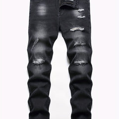 Ripped Cotton Slim Fit Stretch Jeans Mens Denim Pants
