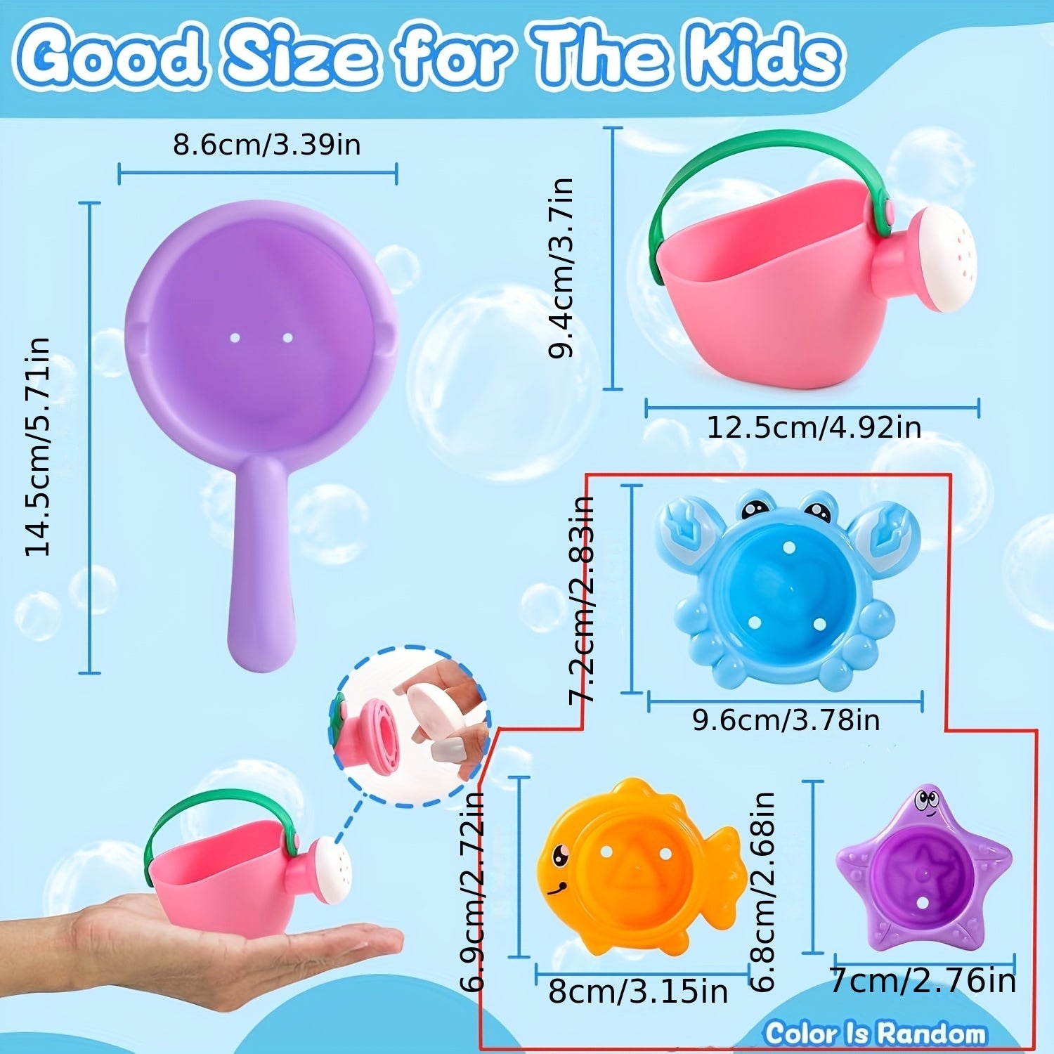5pcs Baby Bath Toys Non Toxic for 1-3 Years Old Children Kids Gift