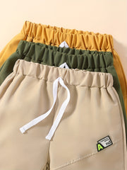 3pcs Boys Stylish Letter Print Comfort Shorts Quick Drying Outdoor Summer