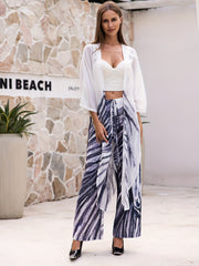 Animal Print Swimsuit Set with Sheer Cover Up Shirt