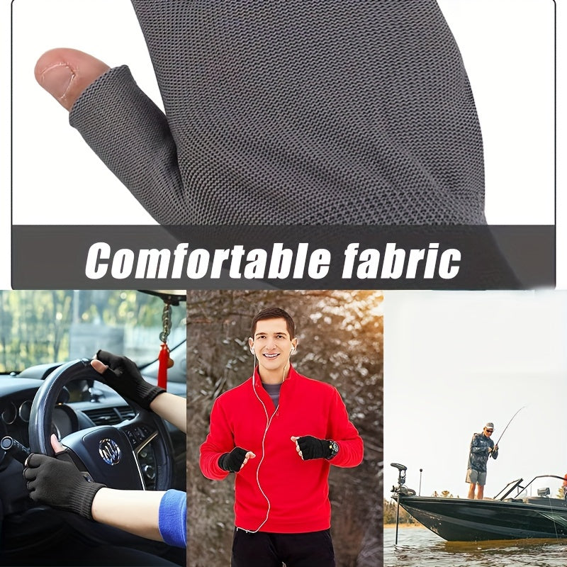Durable Fingerless Fishing Gloves - 2 Pairs