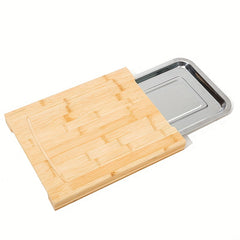 Bamboo Cutting Board With Tray Sliding Out Chopping Board Fruit Cutting Board