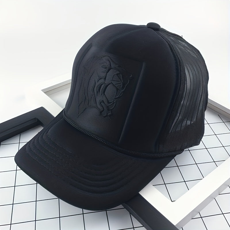 Tiger Head Embossed Baseball Cap Mesh Breathable Trucker Hats