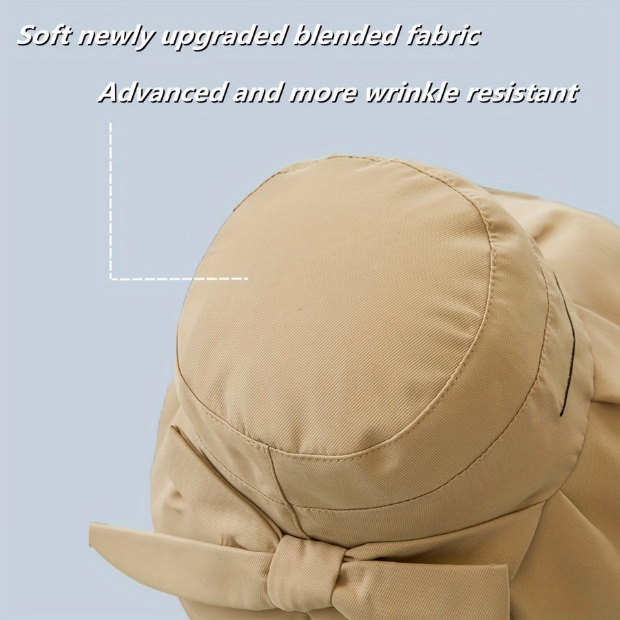 Bowknot UV Protection Sun Hat Wide Brim Solid Summer Visors Bucket Hat