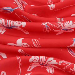 Red Flower Print Bandana Classic Square Scarf Neckerchief Hair Wrap