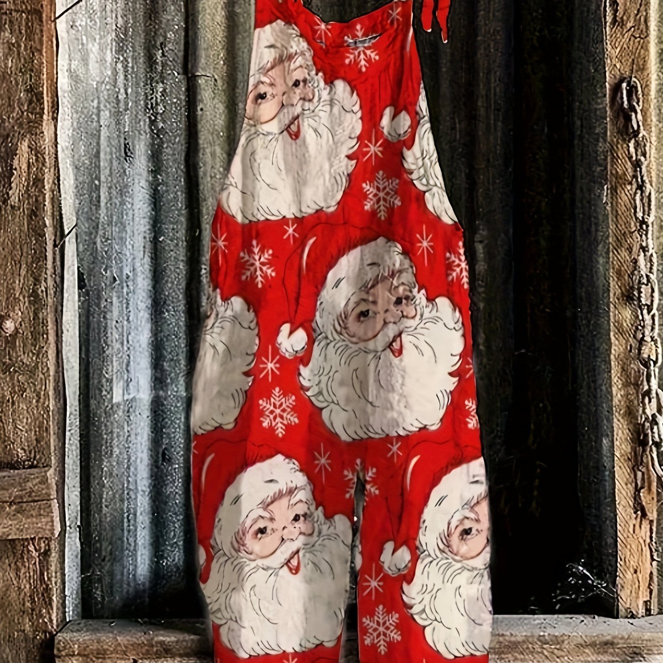 Santa Claus Print Casual Jumpsuit