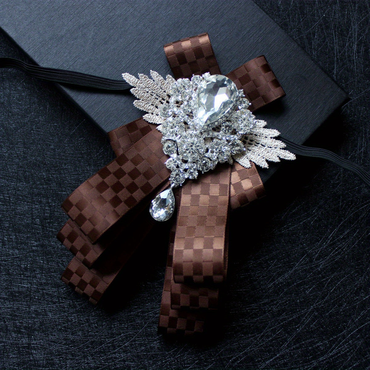Sparkling Faux Diamond Bow Tie Collar Flower Tie for Men