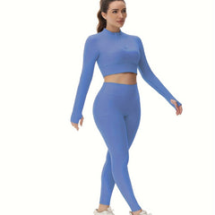 Yoga Crop Top & Leggings Set - Women's Activewear
