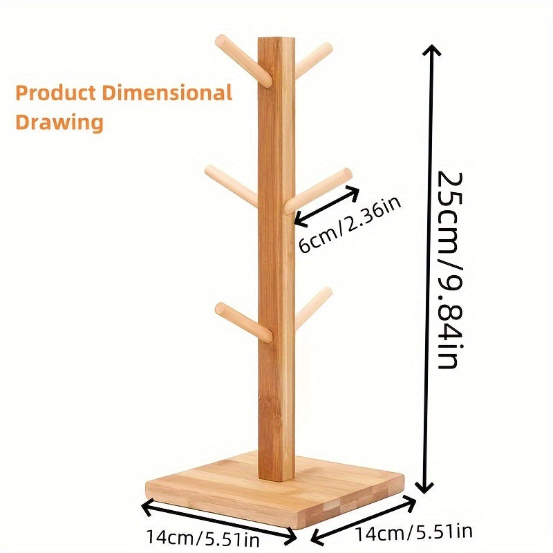 Wooden Tree Shaped Mug Holder Kitchen Storage Rack
