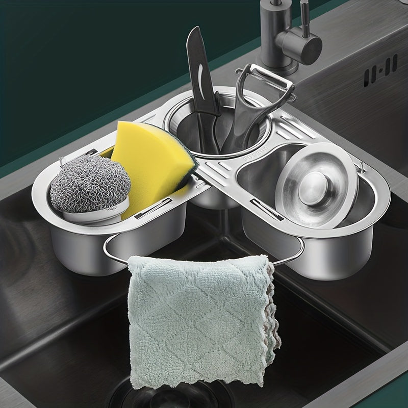 Kitchen Sink Corner Drying Rack Stainless Steel Sponge Drainer
