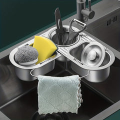 Kitchen Sink Corner Drying Rack Stainless Steel Sponge Drainer