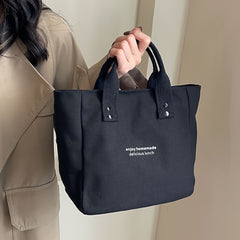 LATTBY Classic Canvas Tote Bag Durable Textile Material Solid Shoulder Bag