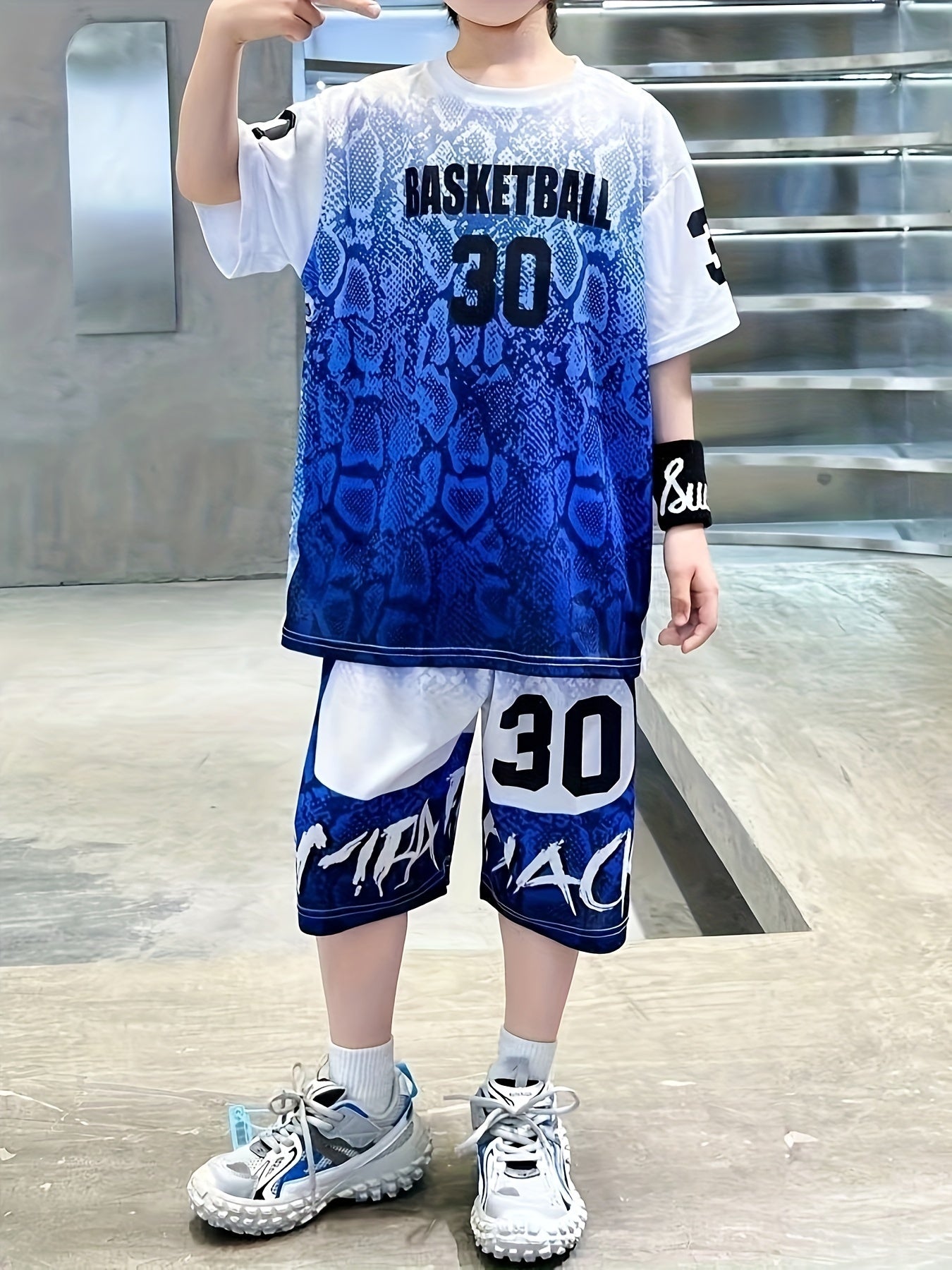 Boys Basketball Jersey Set Breathable Letter Print