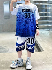 Boys Basketball Jersey Set Breathable Letter Print