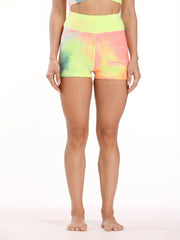 Tie Dye Jacquard Yoga Shorts Seersucker Fabric Stretchy Sports Shorts