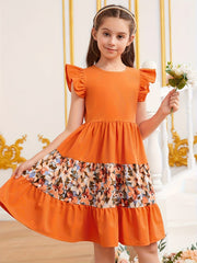 Girls Colorblock Hipster Princess Dress - Spring Autumn Kids Clothes